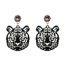 Acrylic Rhinestone Eye of the Tiger Earrings | Tiger Silhouette Earrings