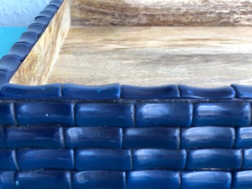 Navy Wood & Acrylic Bamboo Tray - Image 6