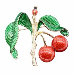 Cherry Brooch w/ a Ladybug on Top