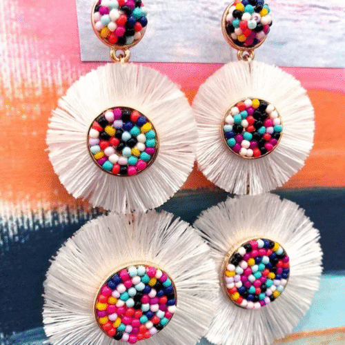 MyAMI (Miami) Bohemian Beach Babe Frayed & Beaded Earrings - Image 3