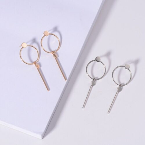 SIngle Circle & Line Architectural Earring - Image 2