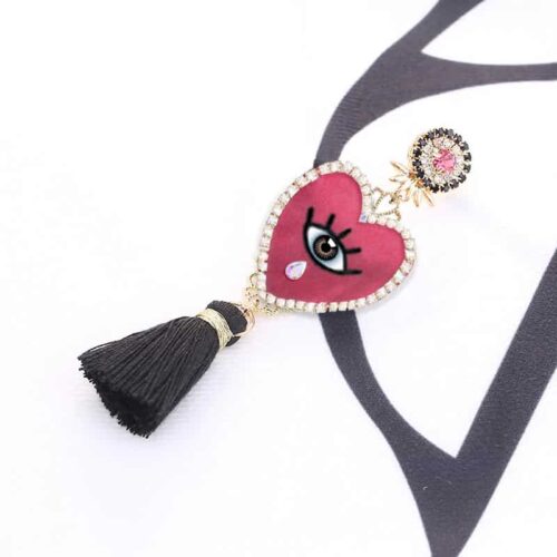 Handmade Eye Teardrop Tassel Earrings - Image 2