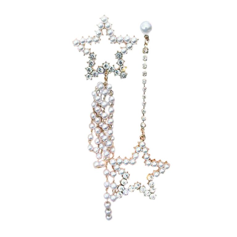 FALLING STARS | ASYMMETRICAL PEARL STAR EARRINGS
