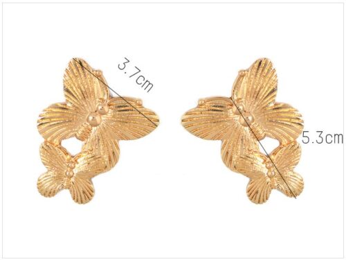 2 Gold Butterfly Stud Earrings - Image 4