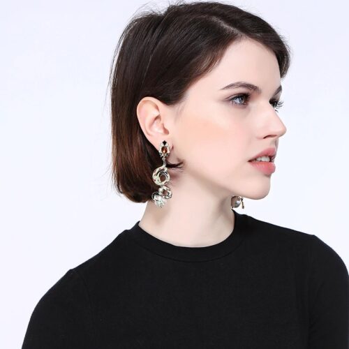 Artistic Baroque Snake Drop Hand-painted Enamel Earrings | Exquisite Snake Earrings | Exotic Earrings - Image 7
