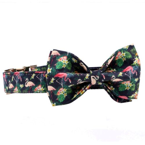 Yacht Bowtie Flamingo Dog Collar For Small Dogs - Image 2