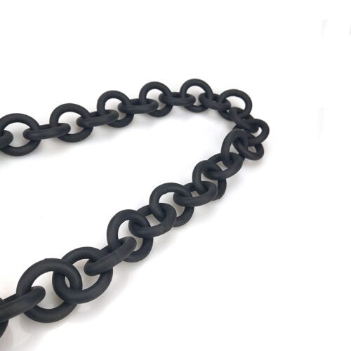Black Luxury Handmade Rubber Large Chunky Chain Necklace - Image 3