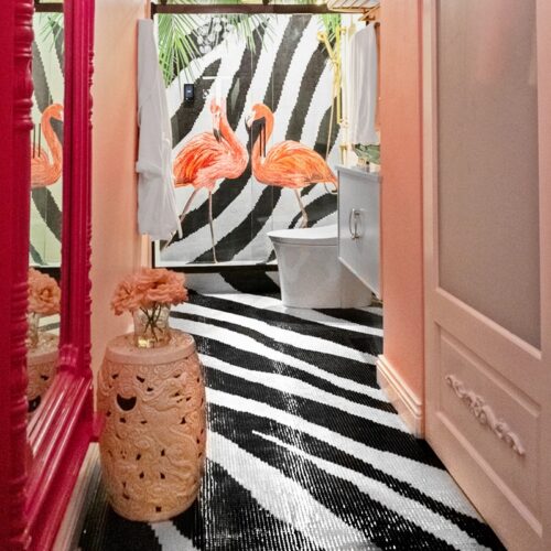 Moonlight In Paris | Art Deco Water Jet Marble Geometric Tile - Image 3