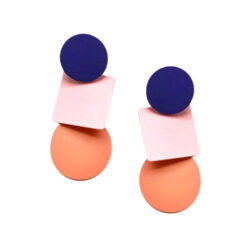 Candy Box Contrast Geometric Round Square Pink Drop Earrings for Women