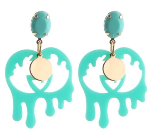Double "G" #1 Paint Drip Artsy Acrylic Earrings w/ Stone - Image 3