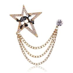 Rockstar Life | Star & Skull Chain Brooch