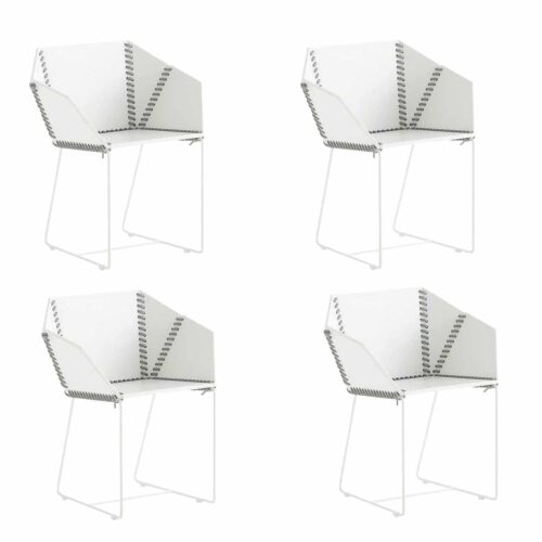 Gandia Blasco Baseball Stitch Marine Grade Patio Dining Chairs - Set of 4