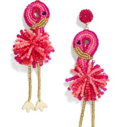 Handmade Pink Flamingo Beaded Earrings | Flamingo Earrings | Pink Beaded Earrings