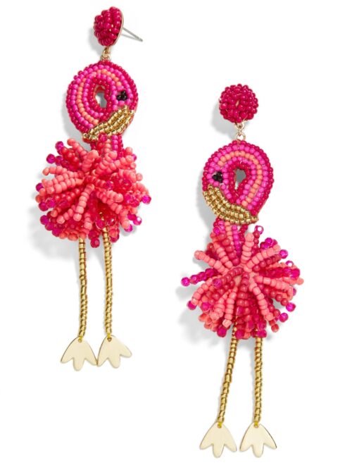 Handmade Pink Flamingo Beaded Earrings | Flamingo Earrings | Pink Beaded Earrings