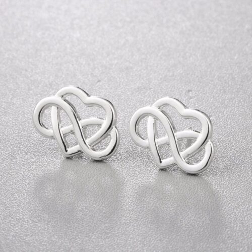 Infinity Stud Heart Earrings | Delicate Heart Earrings | Modern Heart Earrings | Silver Heart Earrings - Image 4