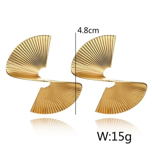 Fine Fan Twisted Retro Gold Sculpture Earrings - Image 5