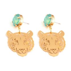 Lazer Cutwork Gold Tiger Earrings