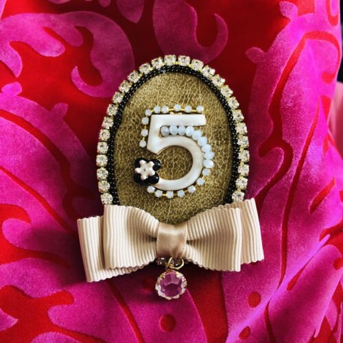 Handmade No. 5 Cameo Brooch Pin, No. 5 Hair Clip - Image 3