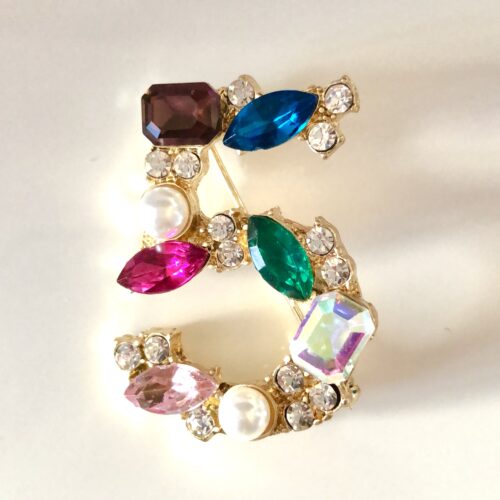 Mixed Media No. 5 Brooch | Number 5 Brooch Pin - Image 3