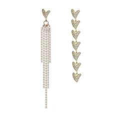 Vintage Asymmetrical Heart & Waterfall Art Deco Earrings