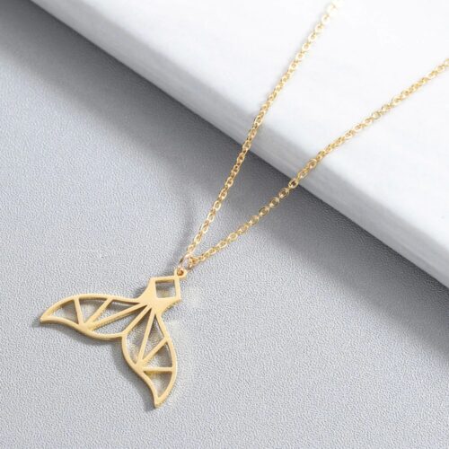 Beautiful Geometric #1 Mermaid Tale Gold Necklace - Image 2