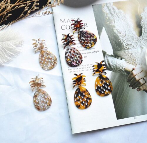 Pineapple Tortoiseshell Designer Earrings - Image 5