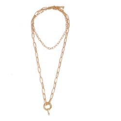 Double Chunky Chain Necklace Choker (Gold)