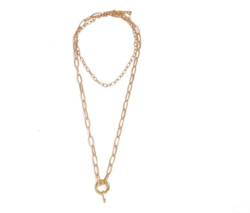 Double Chunky Chain Necklace Choker (Gold)
