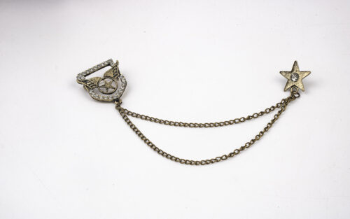 Fly Away Rockstar | Army Style Wings Star Brooch w/ Chains - Image 2