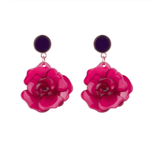 2 Roses A Day Acrylic Beautiful Handmade Earrings | Rose Earrings