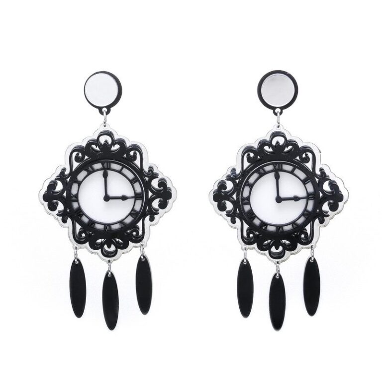 It's Almost Time | Acrylic Mirror Wall Clock Earrings