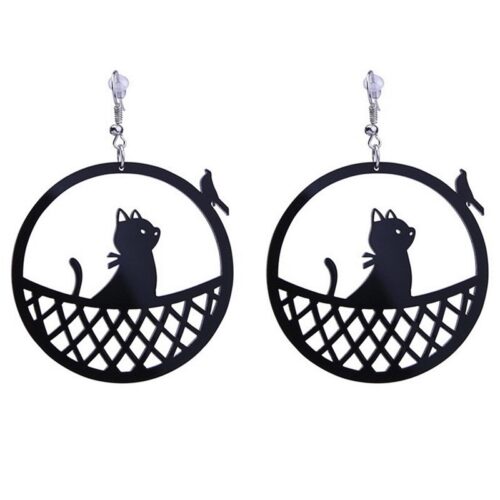 For The Birds | Acrylic Cat Earrings Silhouette