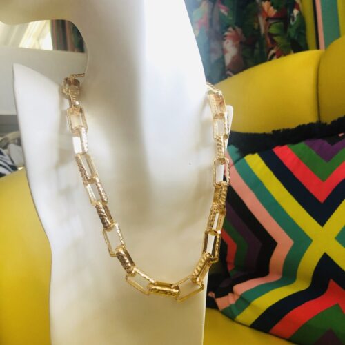 Geometric Rectangular Link Choker Chunky Chain Necklace - Image 6