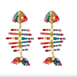 Rainbow Rhinestone Fish Earrings