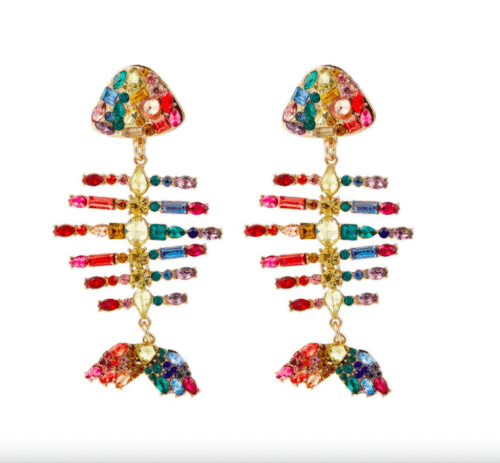 Rainbow Rhinestone Fish Earrings