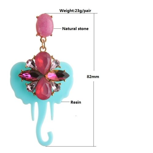 White Elephant Earrings w/ Blue Crystals - Image 7