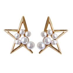 PEARL STAR DESIGNER ASYMMETRICAL STUD EARRINGS