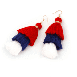 usa earrings, us tassle earrings, red, white, and blue, red white and blue earrings, american flag earrings