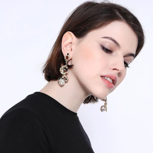 Artistic Baroque Snake Drop Hand-painted Enamel Earrings | Exquisite Snake Earrings | Exotic Earrings - Image 6