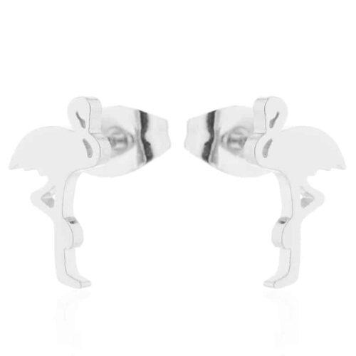 Cute Flamingo  #1 Gold Stud Earrings for Little Girls - Image 2