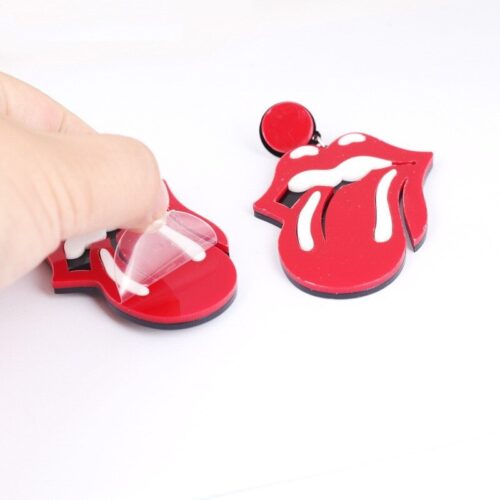 Roll On Stones | Tongue Acrylic Earrings - Image 4