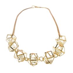 Geometric 3-D Pyramid Necklace With Crystals Inside Geo