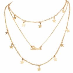 Stunning Stars In Love 3-Strand Layered Stars Love Necklace