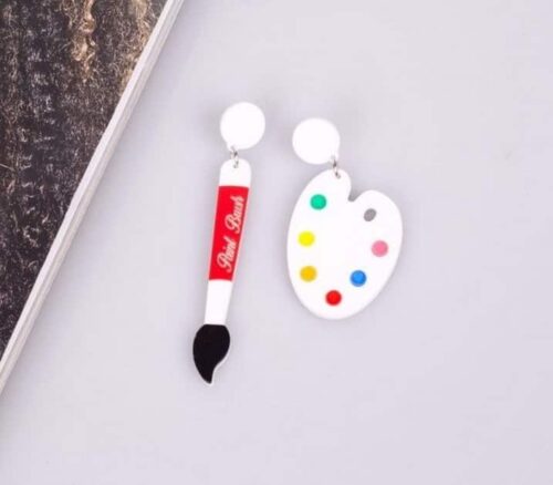 Art Basel Miami Artist Palette and Paint Brush Earrings | Gift for Artist | Earrings for Artist - Image 3