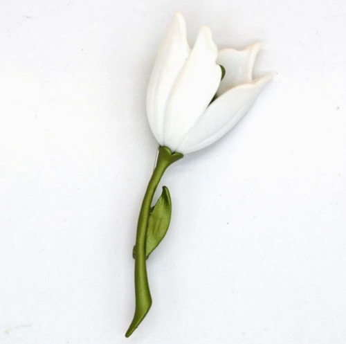 Versailles White Tulip Parisian Iron Brooch Pin - Image 3
