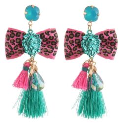 designer earrings, made in usa, made in miami, versace style earrings, leopard earrings, tassel earrings, bohemian earrings, tassle earrings, lions head earrings