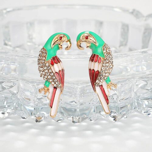 Polly Parrot Earrings w/ Rhinestones - Image 5