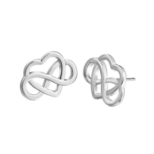 Infinity Stud Heart Earrings | Delicate Heart Earrings | Modern Heart Earrings | Silver Heart Earrings - Image 2