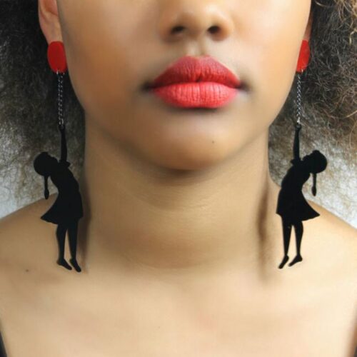 Wall Artist, Banksy Inspired Girl With Red Balloon Earrings - Image 6