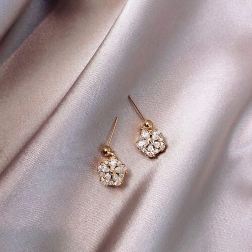Art Deco Dangling Flower Stud Designer Earrings | Flower Earrings - Image 3